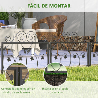 4-Panel Outdoor Garden Fences 22.44x18.70 inches Decorative Steel Garden Fence with Adjustable Angle for Patio Terrace 90.35x18.90 inches Black