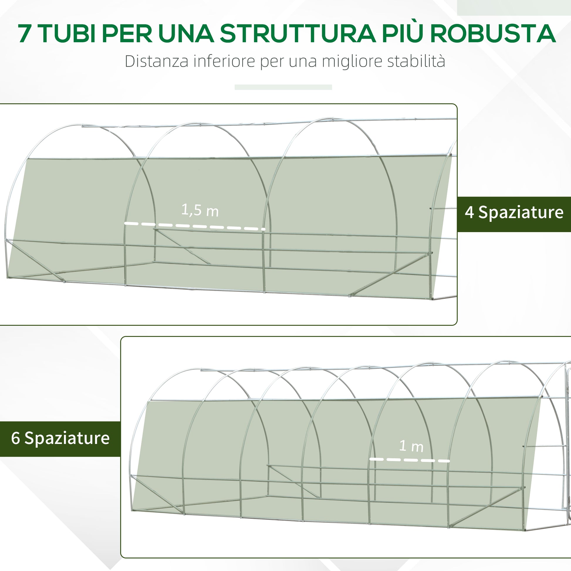 Tunnel Greenhouse with Door and 8 Windows, Garden Greenhouse in PE and Galvanized Metal, for Plant Cultivation, 600x300x200cm