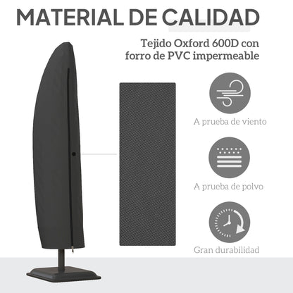 Garden Umbrella Cover Waterproof Oxford 600D Fabric Parasol Cover with Zipper for Outdoor Garden Ø56x220 cm Black