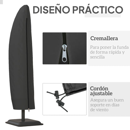 Garden Umbrella Cover Waterproof Oxford 600D Fabric Parasol Cover with Zipper for Outdoor Garden Ø56x220 cm Black