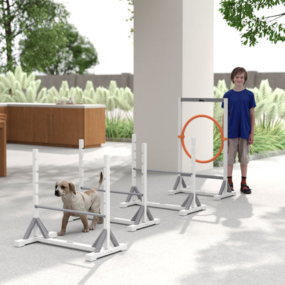 Agility Set Dogs 4-piece Agility Equipment for Dog Training Jump Hoop Set with Adjustable Height Hoops Ring Training Accessories Coordination Training Agility Set for Games Training