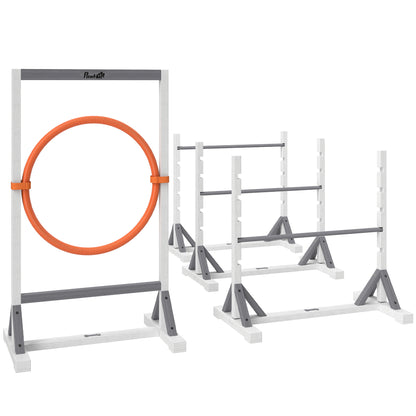 Agility Set Dogs 4-piece Agility Equipment for Dog Training Jump Hoop Set with Adjustable Height Hoops Ring Training Accessories Coordination Training Agility Set for Games Training