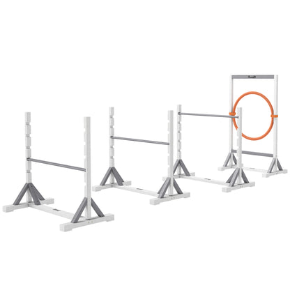 Agility Set Dogs 4-piece Agility Equipment for Dog Training Jump Hoop Set with Adjustable Height Hoops Ring Training Accessories Coordination Training Agility Set for Games Training