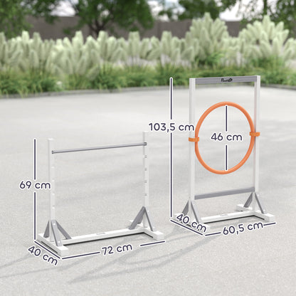 Agility Set Dogs 4-piece Agility Equipment for Dog Training Jump Hoop Set with Adjustable Height Hoops Ring Training Accessories Coordination Training Agility Set for Games Training