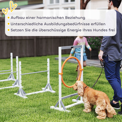 Agility Set Dogs 4-piece Agility Equipment for Dog Training Jump Hoop Set with Adjustable Height Hoops Ring Training Accessories Coordination Training Agility Set for Games Training
