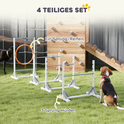 Agility Set Dogs 4-piece Agility Equipment for Dog Training Jump Hoop Set with Adjustable Height Hoops Ring Training Accessories Coordination Training Agility Set for Games Training
