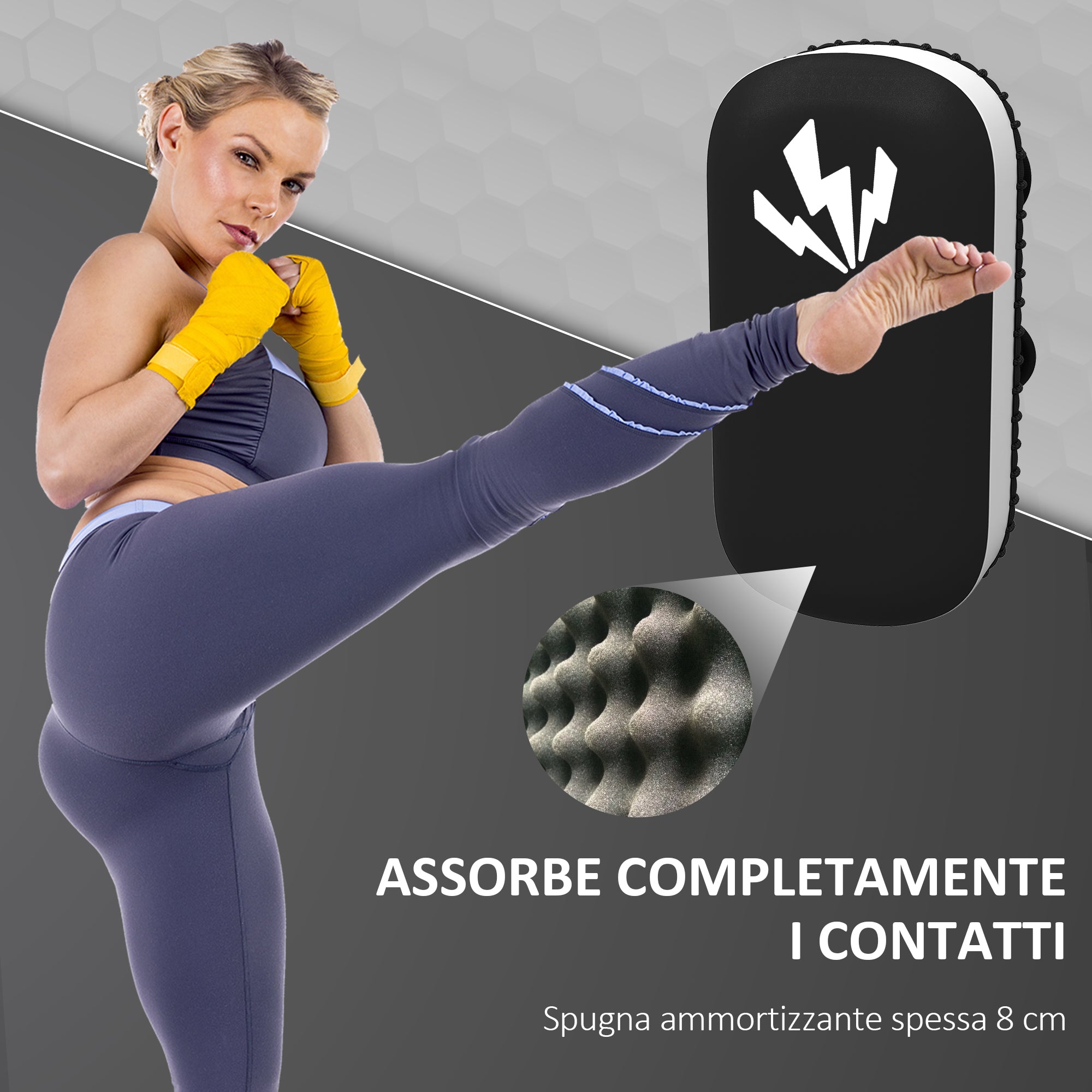 SPORTNOW Boxing and Muay Thai Punch Pad with Straps and Handle, 38x20x18 cm, Black