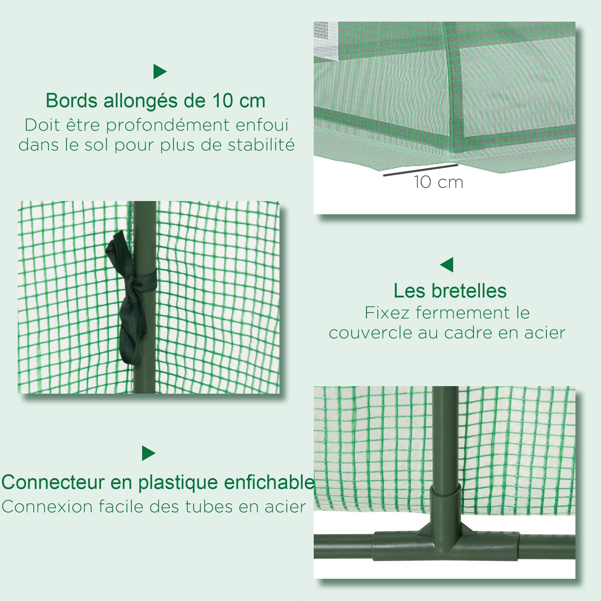 Mini Garden Tunnel Greenhouse 300 x 80 x 45 cm 5 Roll-up Windows PE 140 g/m² Green Epoxy Metal