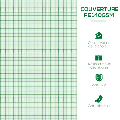 Mini Garden Tunnel Greenhouse 300 x 80 x 45 cm 5 Roll-up Windows PE 140 g/m² Green Epoxy Metal