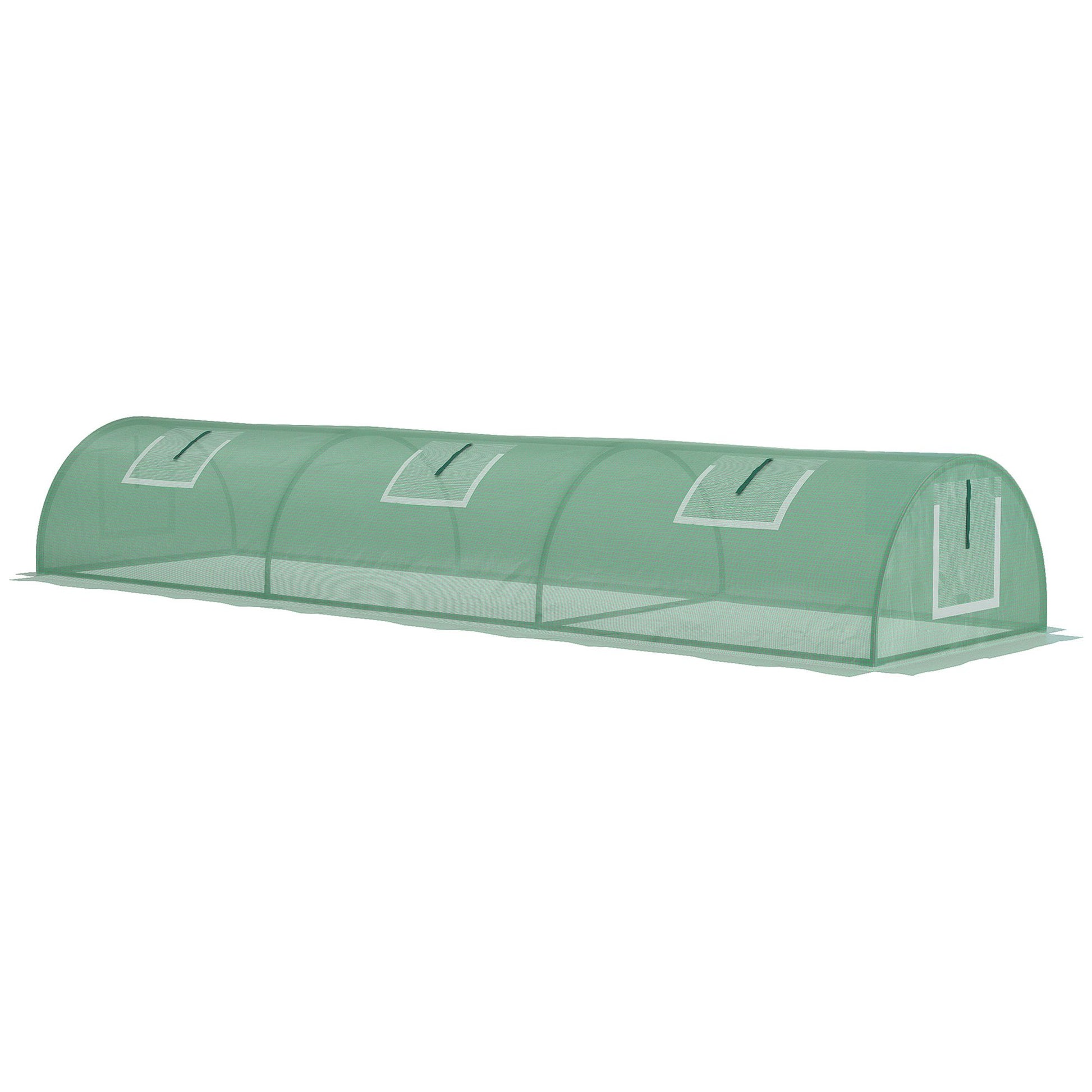 Mini Garden Tunnel Greenhouse 300 x 80 x 45 cm 5 Roll-up Windows PE 140 g/m² Green Epoxy Metal