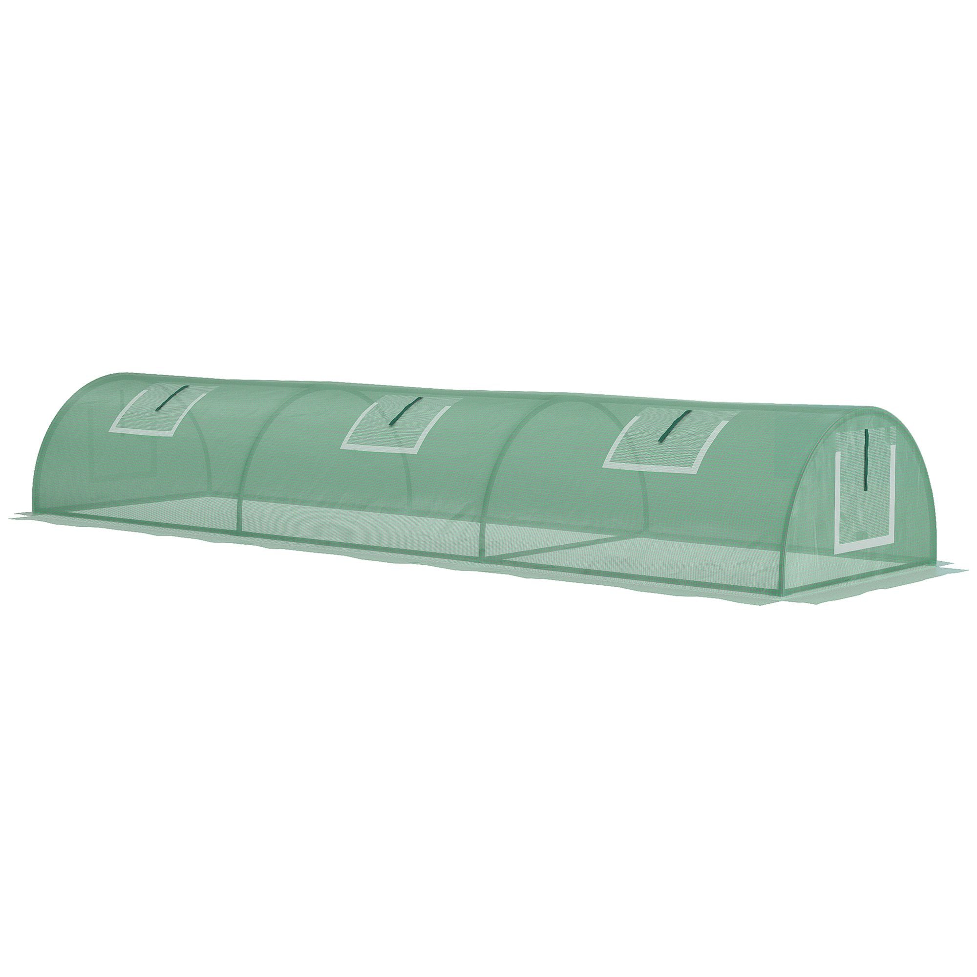 Mini Garden Tunnel Greenhouse 300 x 80 x 45 cm 5 Roll-up Windows PE 140 g/m² Green Epoxy Metal