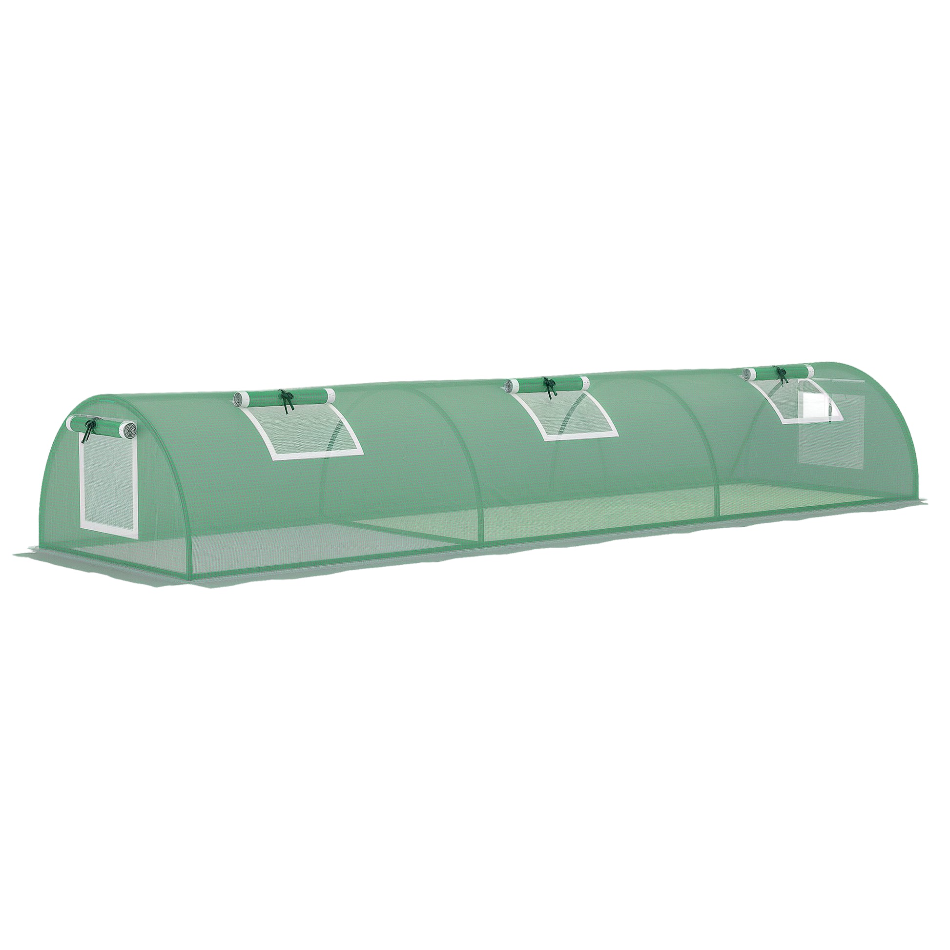 Mini Garden Tunnel Greenhouse 300 x 80 x 45 cm 5 Roll-up Windows PE 140 g/m² Green Epoxy Metal