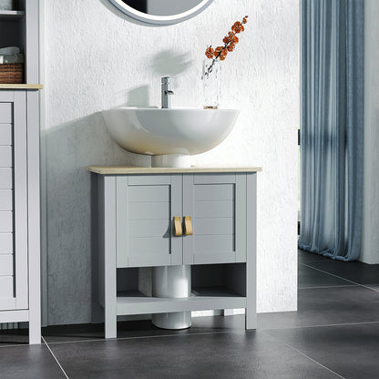 Compact Under Sink Cabinet with 2 Doors and Adjustable Interior Shelf Storage Unit for Bathroom 60x30x60 cm Gray