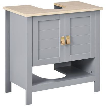 Compact Under Sink Cabinet with 2 Doors and Adjustable Interior Shelf Storage Unit for Bathroom 60x30x60 cm Gray