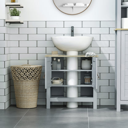 Compact Under Sink Cabinet with 2 Doors and Adjustable Interior Shelf Storage Unit for Bathroom 60x30x60 cm Gray