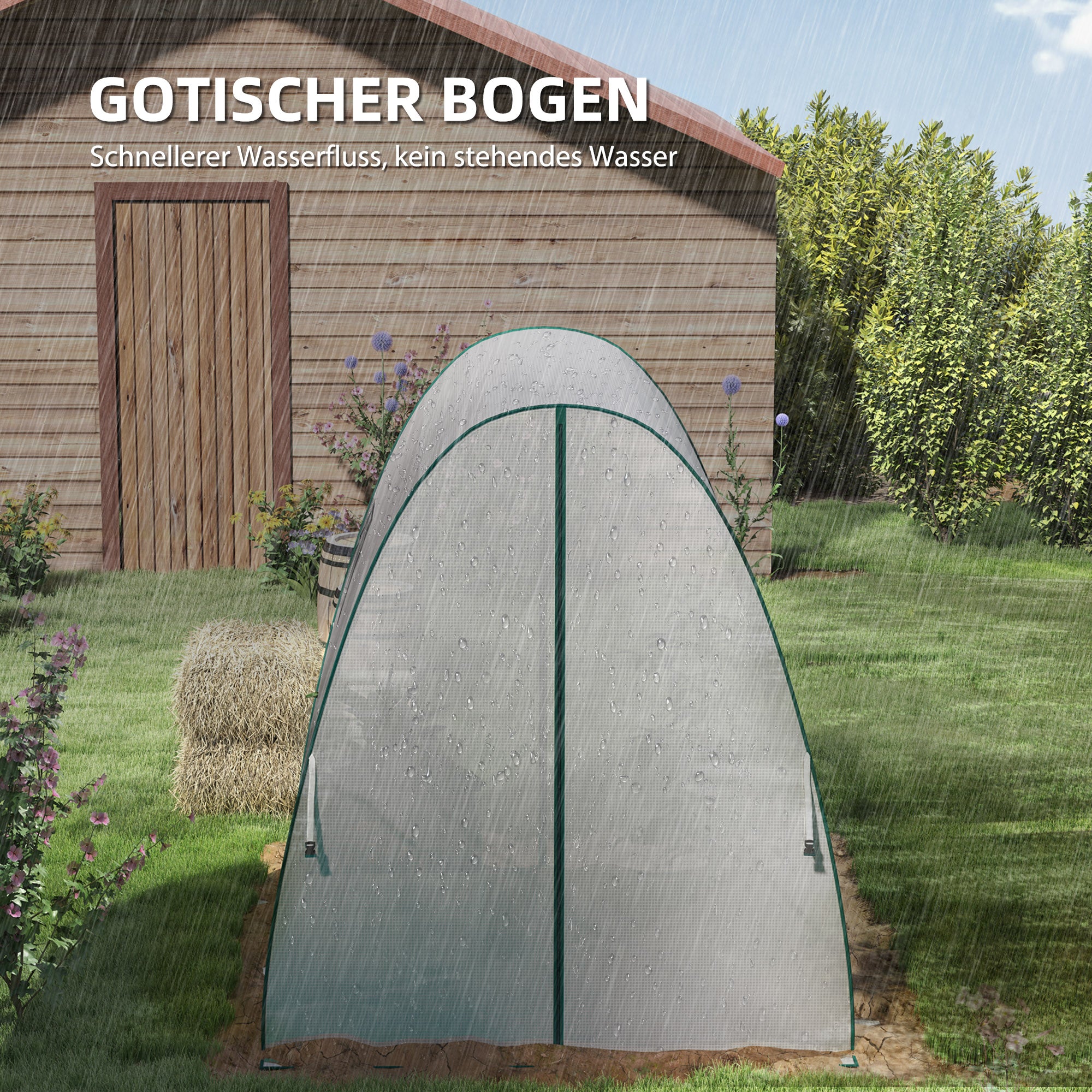 Greenhouse with Roll-up Door, 2 Windows, Winterproof Foil Greenhouse made of Steel, Greenhouse for Balcony, Garden, Tomato House 180 x 180 x 200 cm, Tomato Greenhouse for Tomatoes, Vegetables, Flowers, White