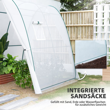 Greenhouse with Roll-up Door, 2 Windows, Winterproof Foil Greenhouse made of Steel, Greenhouse for Balcony, Garden, Tomato House 180 x 180 x 200 cm, Tomato Greenhouse for Tomatoes, Vegetables, Flowers, White