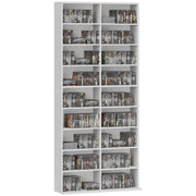 CD DVD Blu-ray Shelf CD Stand for up to 640 CDs or 360 DVDs or 430 Blu-rays Storage with Adjustable Shelf Bookshelf Media Rack for Living Room 78.5 x 24 x 175 cm White