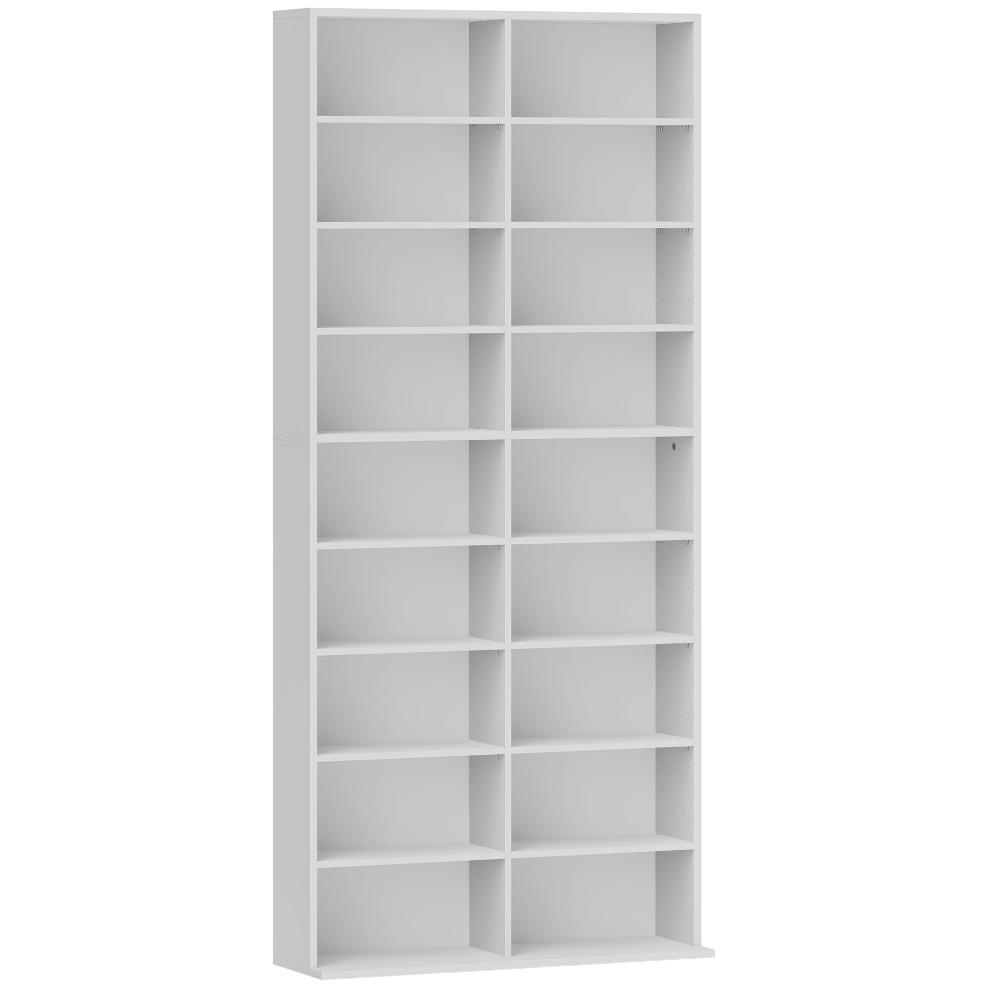 CD DVD Blu-ray Shelf CD Stand for up to 640 CDs or 360 DVDs or 430 Blu-rays Storage with Adjustable Shelf Bookshelf Media Rack for Living Room 78.5 x 24 x 175 cm White