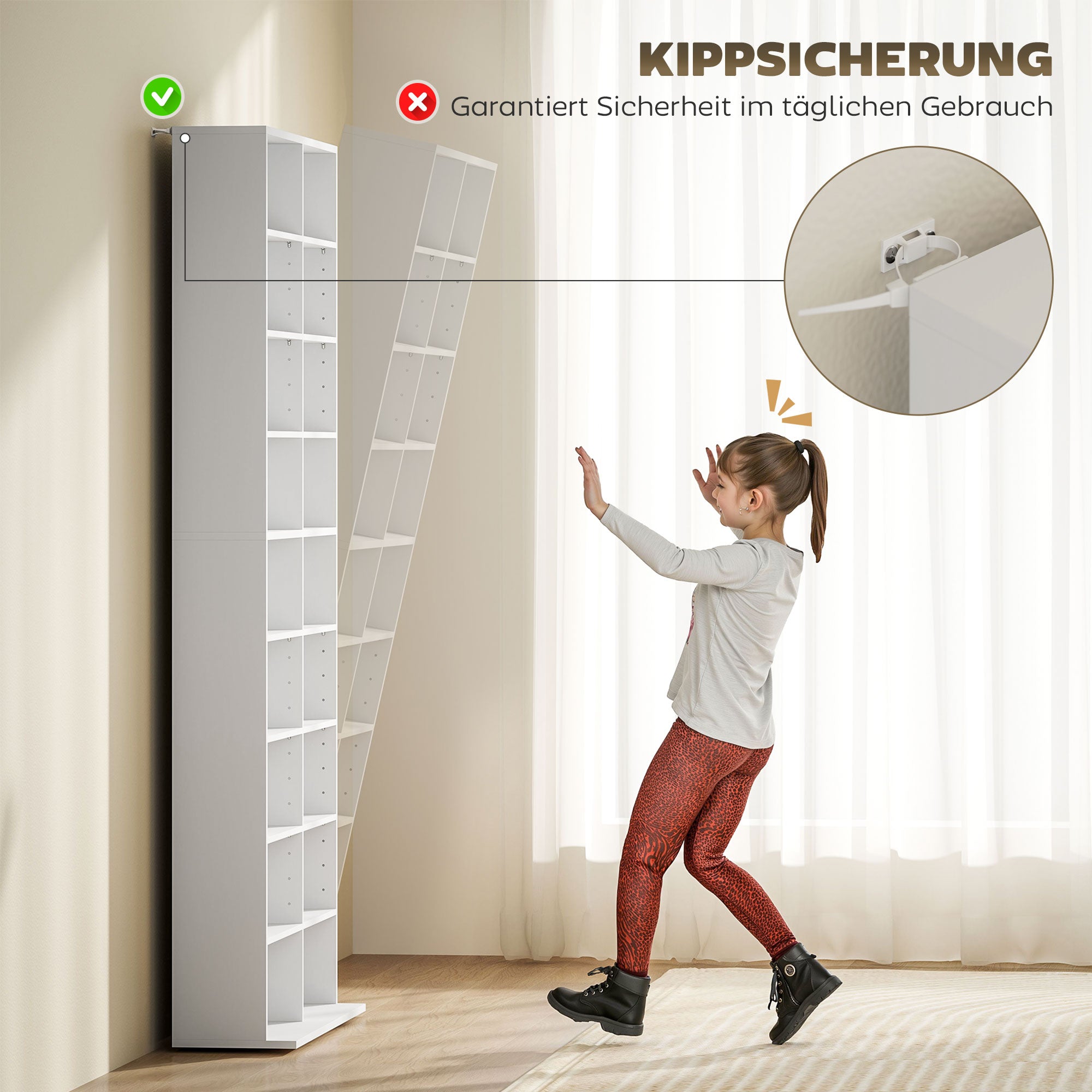 CD DVD Blu-ray Shelf CD Stand for up to 640 CDs or 360 DVDs or 430 Blu-rays Storage with Adjustable Shelf Bookshelf Media Rack for Living Room 78.5 x 24 x 175 cm White
