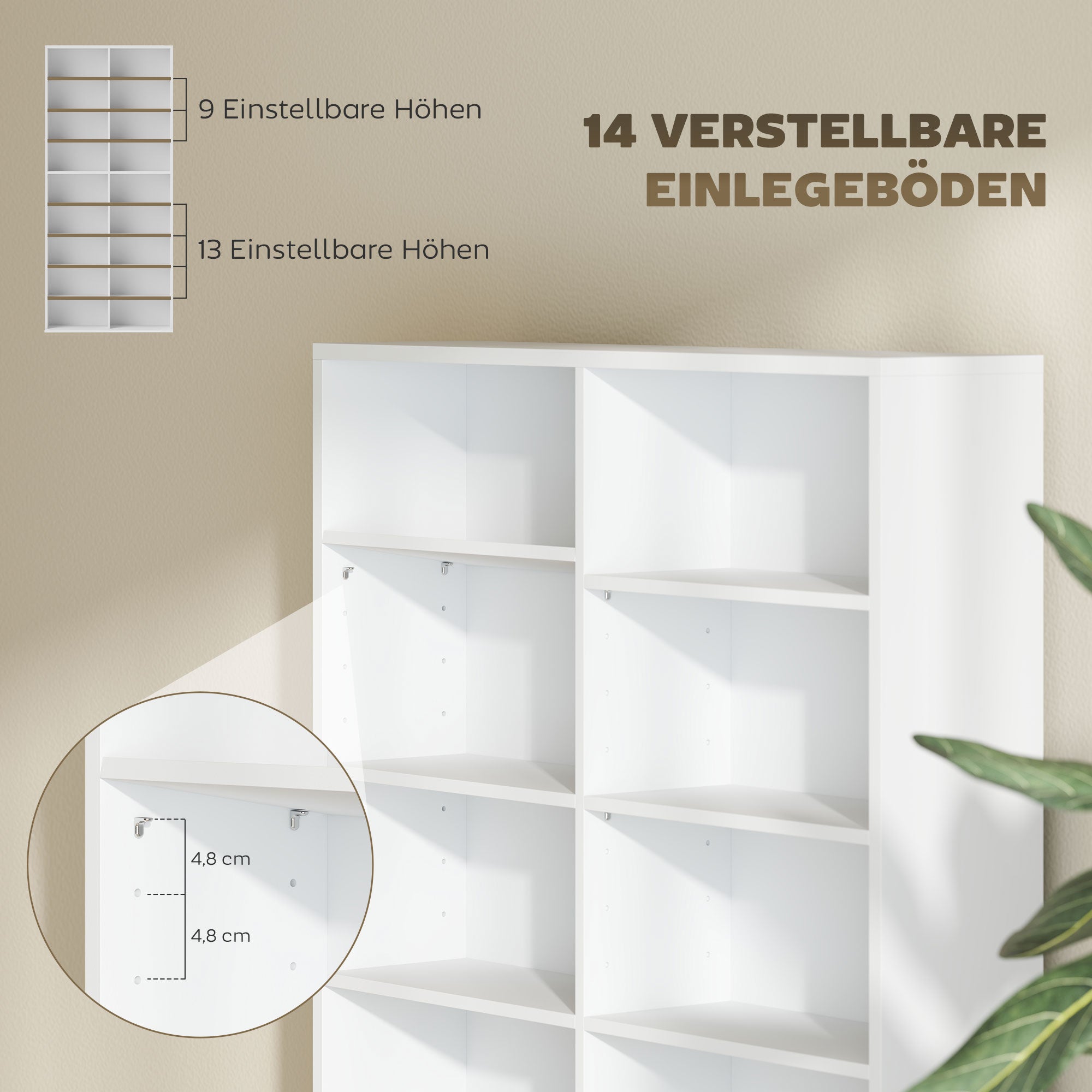 CD DVD Blu-ray Shelf CD Stand for up to 640 CDs or 360 DVDs or 430 Blu-rays Storage with Adjustable Shelf Bookshelf Media Rack for Living Room 78.5 x 24 x 175 cm White