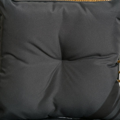 Rattan Garden Furniture Set, 3-Piece Seating Group, including Coffee Table and 2 Chairs, Bistro Set with Cushions, Patio Furniture for Terrace, Balcony, Steel, Sand+Dark Gray