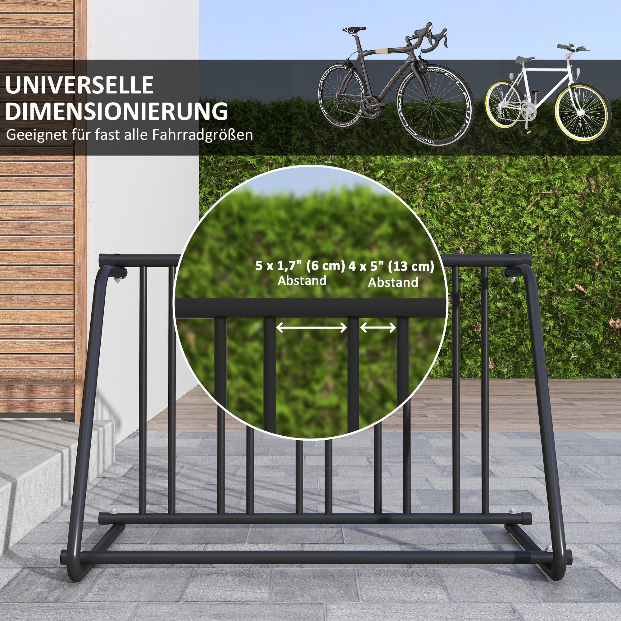 Bike Stand Multiple Rack Stand for Bike, Weatherproof up to 3 Bikes Steel 114 x 58 x 75 cm, Black