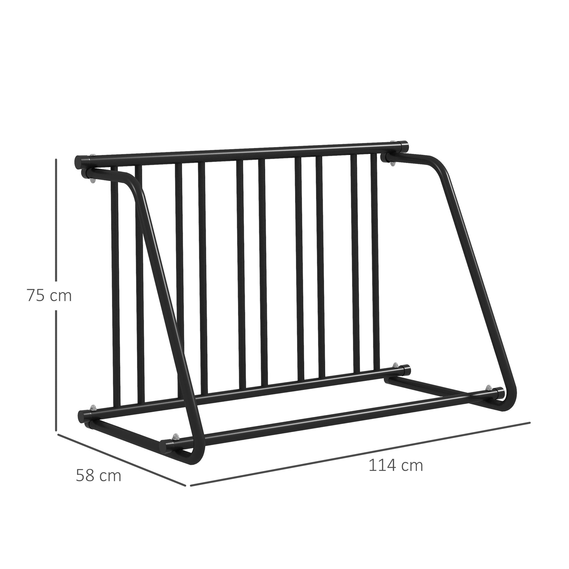Bike Stand Multiple Rack Stand for Bike, Weatherproof up to 3 Bikes Steel 114 x 58 x 75 cm, Black