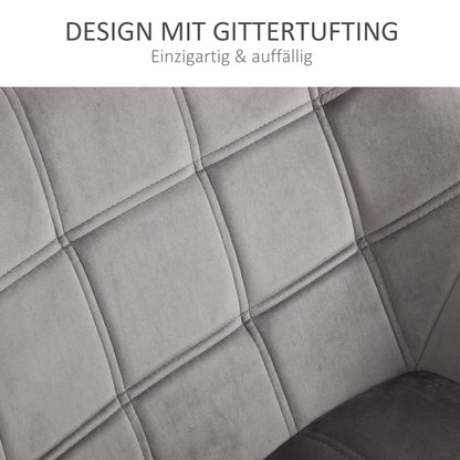 Chair Living Room Wingback Lounge Chair Recliner with Rubberwood Legs, Reading Chair with Velvet Look, Upholstered Chair for Bedroom, Scandinavian, Grey