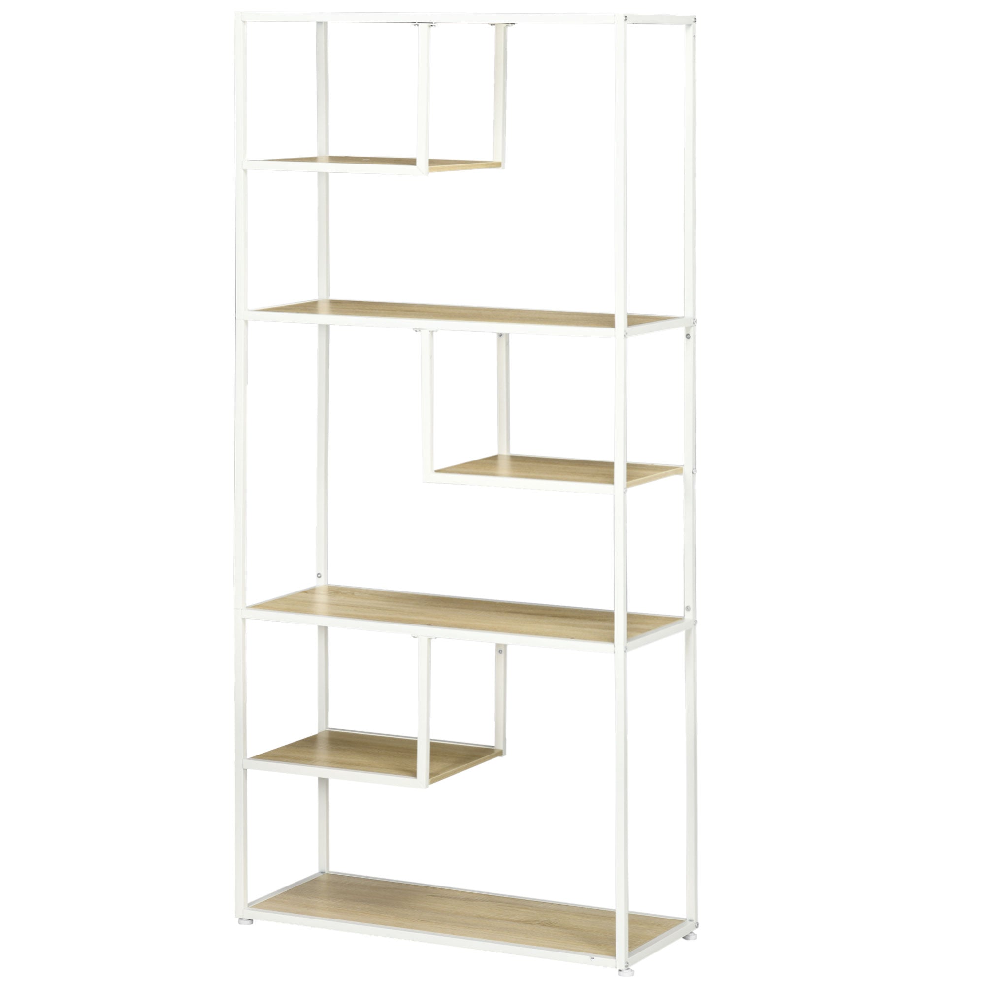 Industrial Storage Bookshelf for Living Room Office Kitchen, 83x34x180 cm Oak
