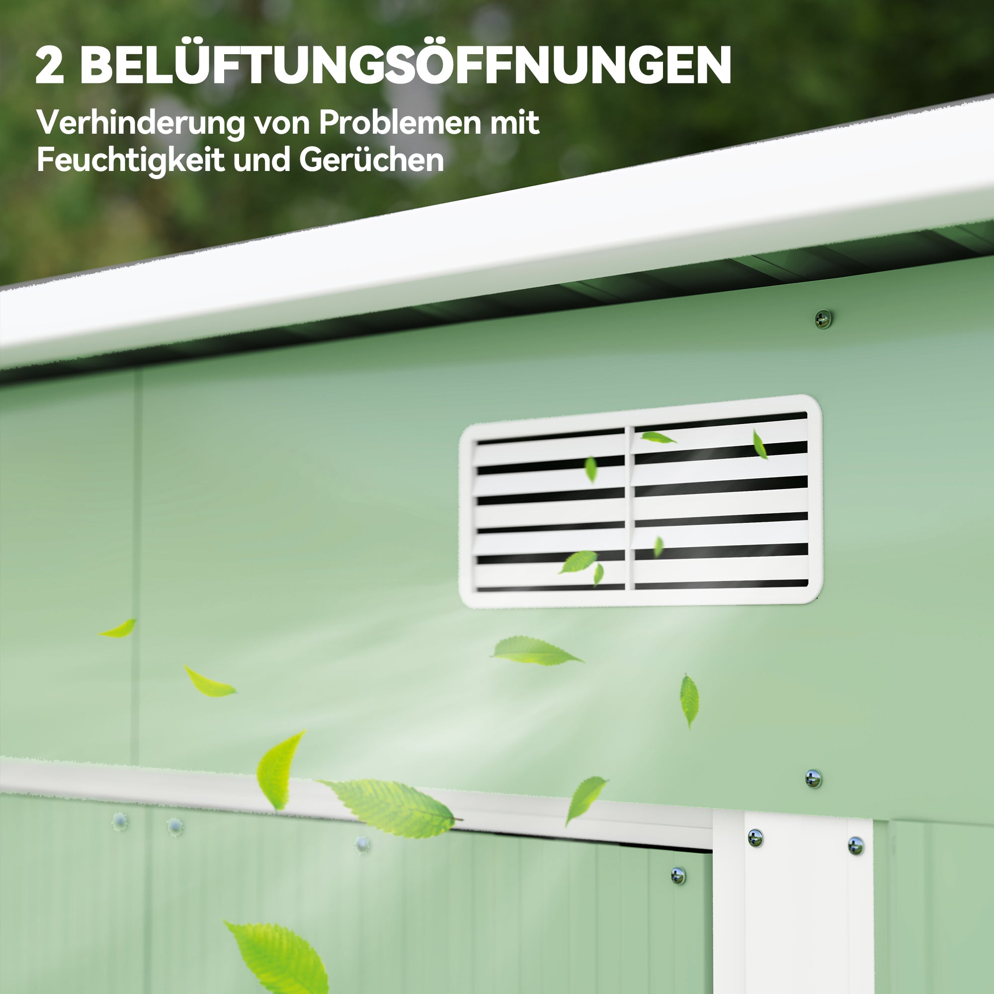 Metal Garden Shed 2.3m² 207 x 130 x 182 cm Tool Shed with Pent Roof Window Foundation Sliding Doors Weatherproof Garden Outdoor Shed for Backyard Green