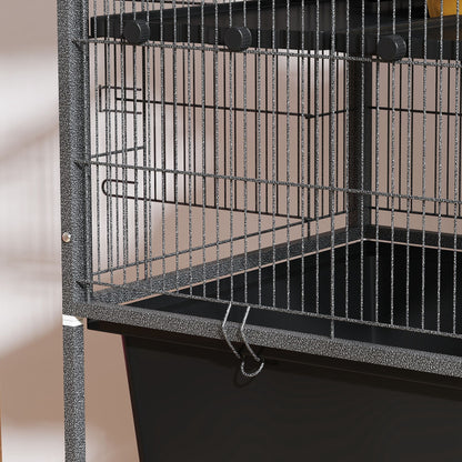 Small Animal Cage, Rodent Cage Ferret Cage with Pull-Out Tray Mouse Cage with Ramps, Hammock, Wheels, Shelf, Cage with Accessories for Squirrels, Dwarf Hamsters, Chinchillas Dark Gray