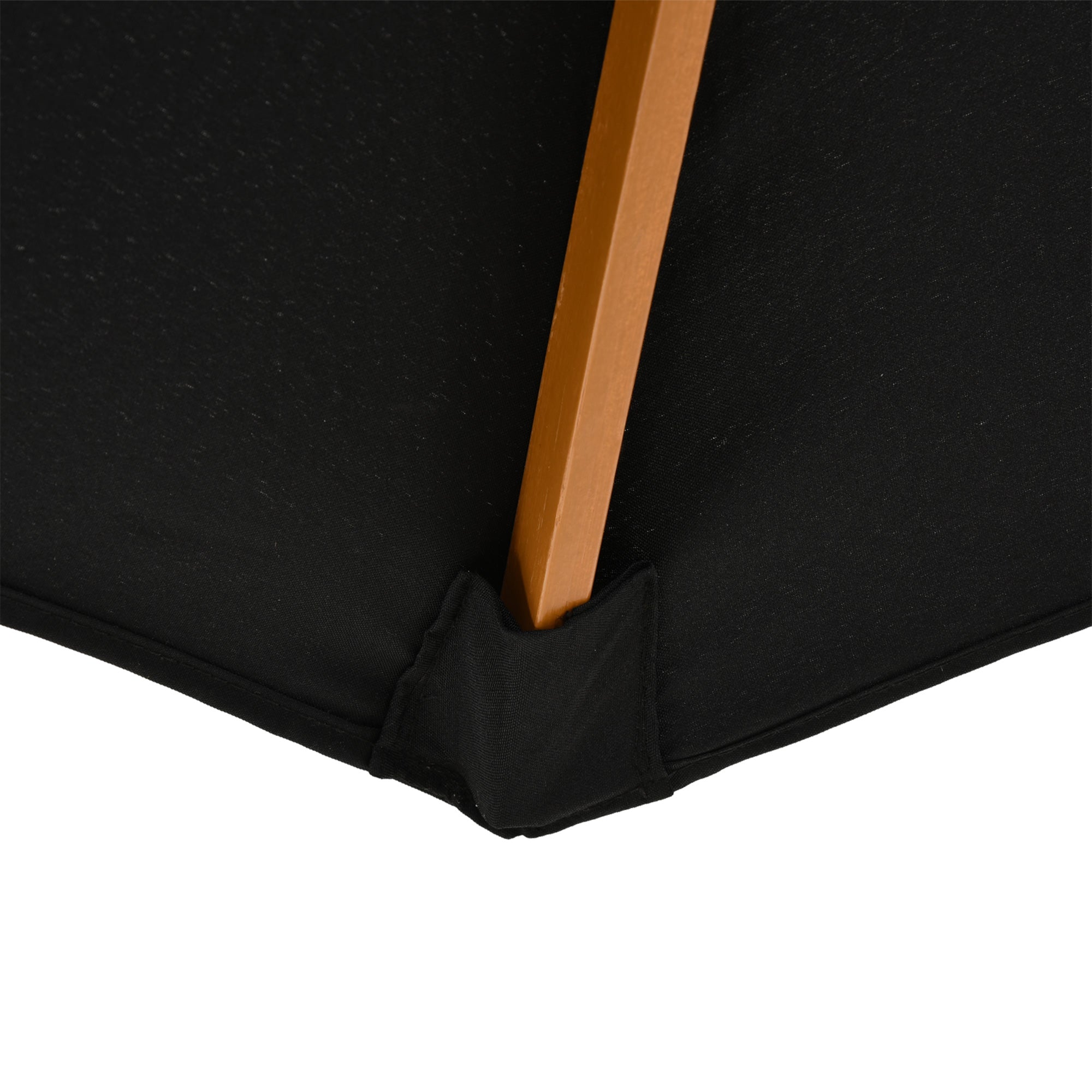 Sun Umbrella Ø 300 cm, Sun Umbrella with UV Protection Balcony Umbrella made of Wood Beach Umbrella Stable Market Umbrella Sun Protection for Beach Terrace Garden, Black