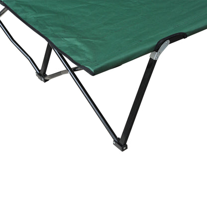 Folding Camping Bed for 2 People Camp Bed with Carry Bag Up to 136 kg Load Capacity Steel Oxford Green+Black 193 x 125 x 40 cm