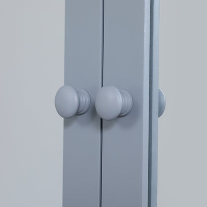 Wall Cabinet Bathroom Shelf 56L x 13W x 58H cm Double Mirror Door Adjustable Shelf MDF Gray