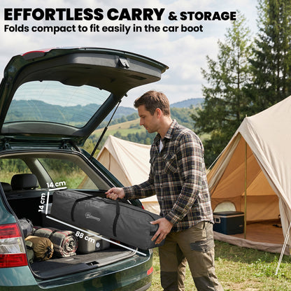 Foldable Windbreak – Camping Privacy Screen with Guy Ropes, Ground Pegs & Carry Bag, 480 x 120 cm (15 ft 9 in x 3 ft 11 in), Dark Gray