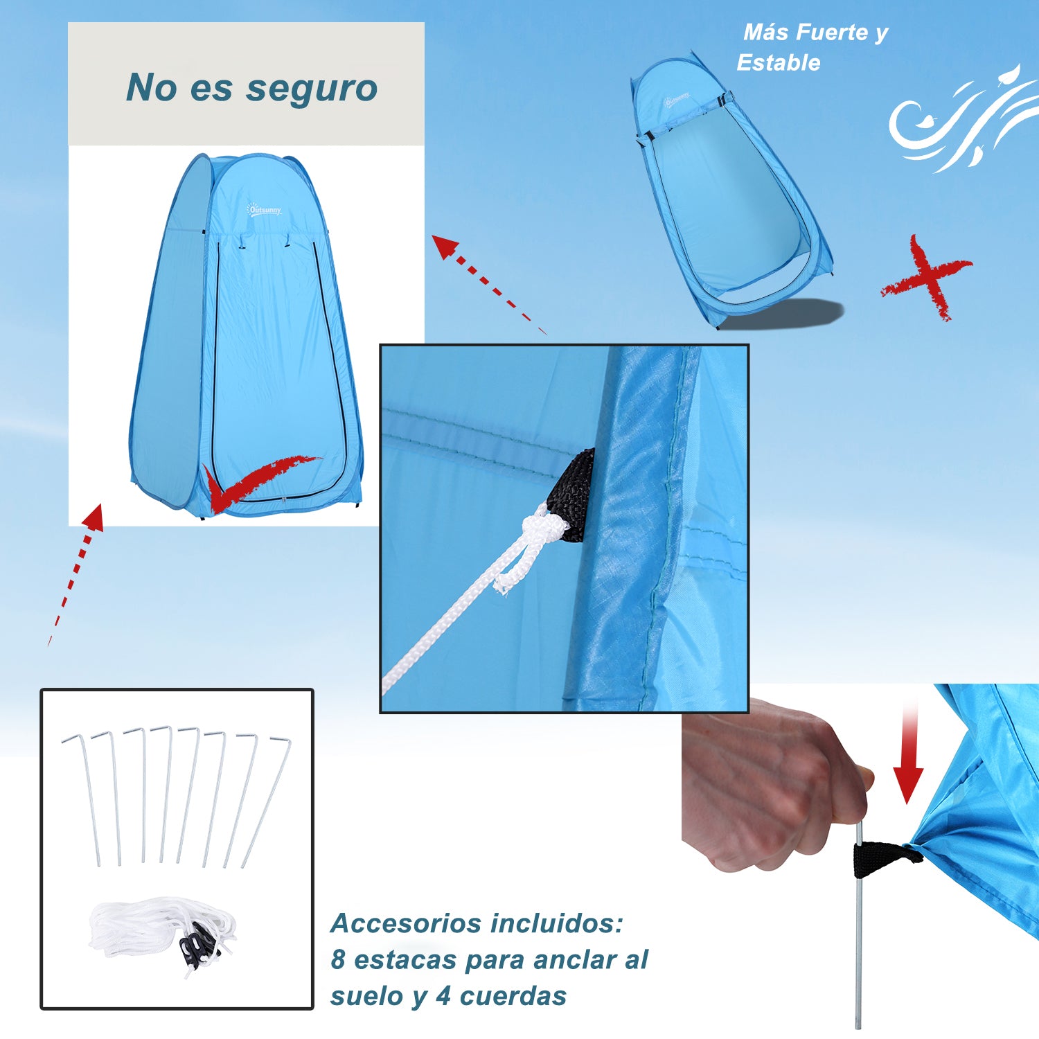 Pop Up Shower Tent Instant Camping Tent with UV Protection Waterproof Roof and Handle for Camping Cycling Bathroom Shower Beach 100x100x185 cm Blue