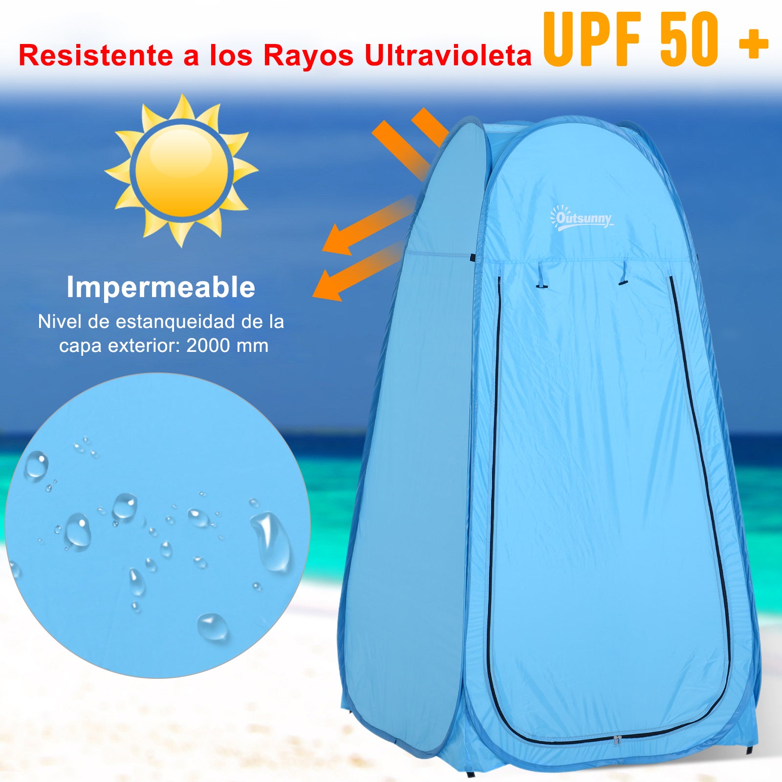 Pop Up Shower Tent Instant Camping Tent with UV Protection Waterproof Roof and Handle for Camping Cycling Bathroom Shower Beach 100x100x185 cm Blue