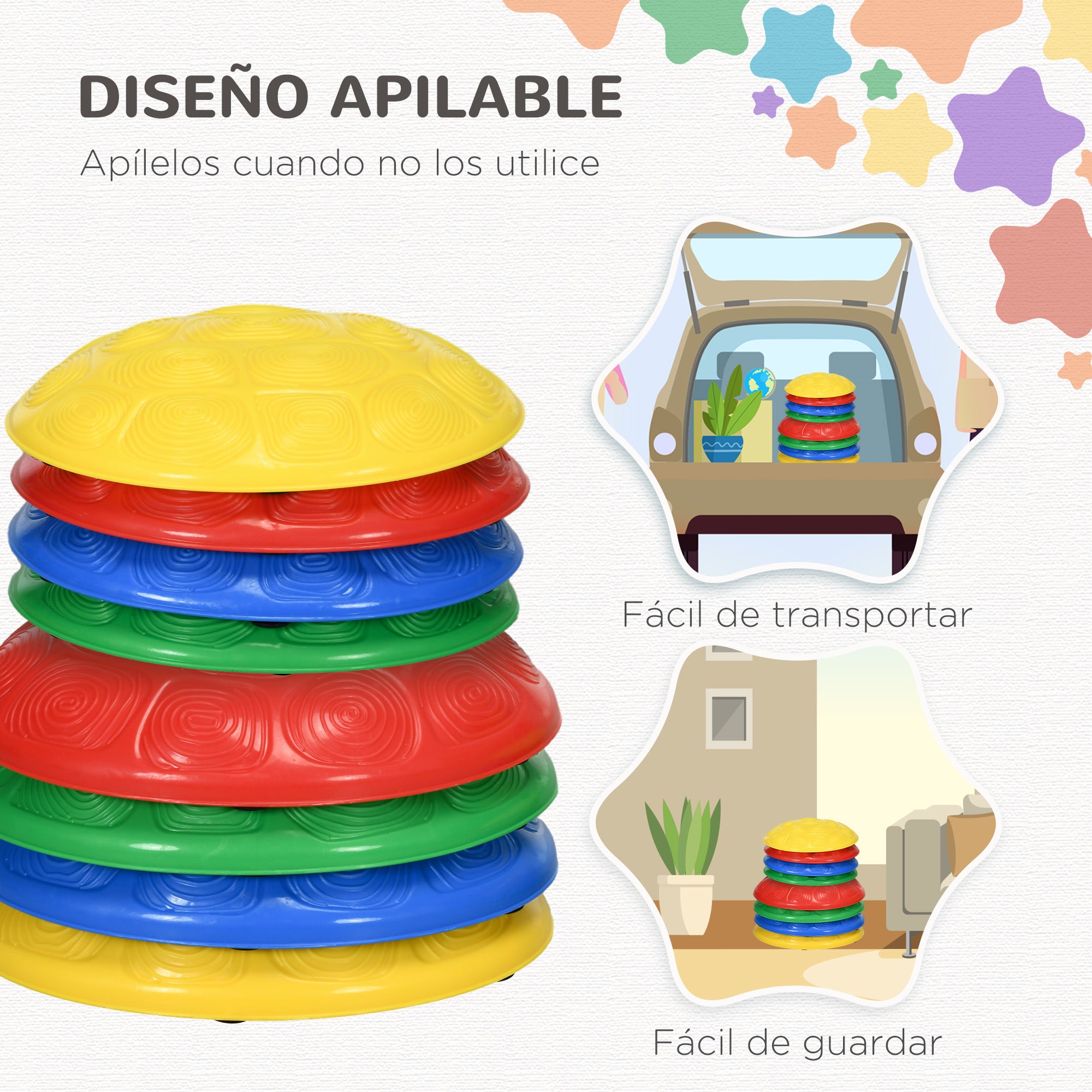 ZONEKIZ Balance Stones for Children 3-8 Years Set of 8 Stackable Balance Blocks with Non-Slip Base for Balance Training and Promoting Coordination Multicolor