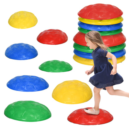 ZONEKIZ Balance Stones for Children 3-8 Years Set of 8 Stackable Balance Blocks with Non-Slip Base for Balance Training and Promoting Coordination Multicolor