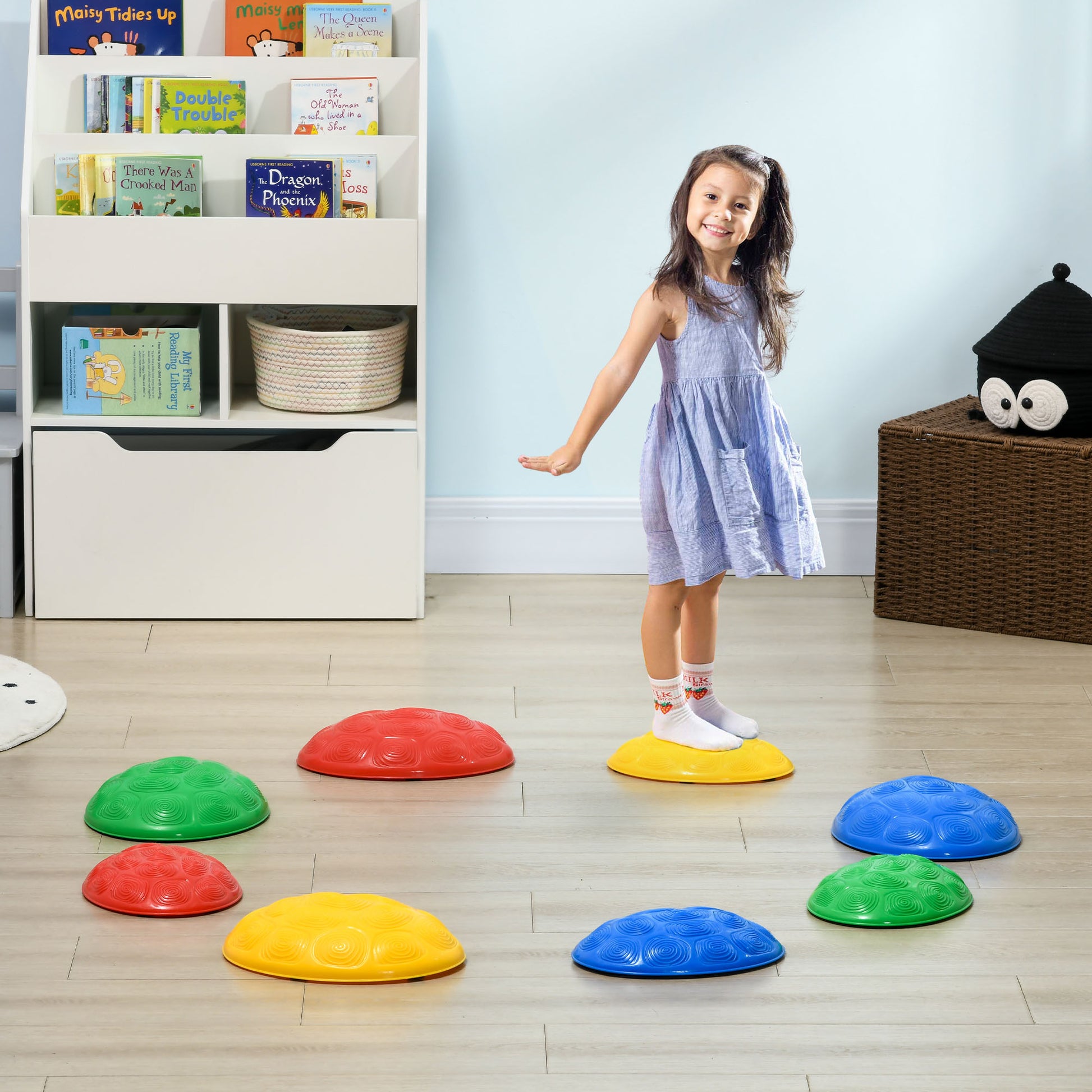 ZONEKIZ Balance Stones for Children 3-8 Years Set of 8 Stackable Balance Blocks with Non-Slip Base for Balance Training and Promoting Coordination Multicolor