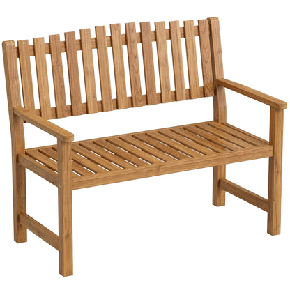 2-Seater Garden Bench | FSC Acacia Wood Slatted Seat with Armrests | Supports up to 320 kg (≈705 lb) | 112 x 64 x 92 cm (44.1 x 25.2 x 36.2 in) | Natural