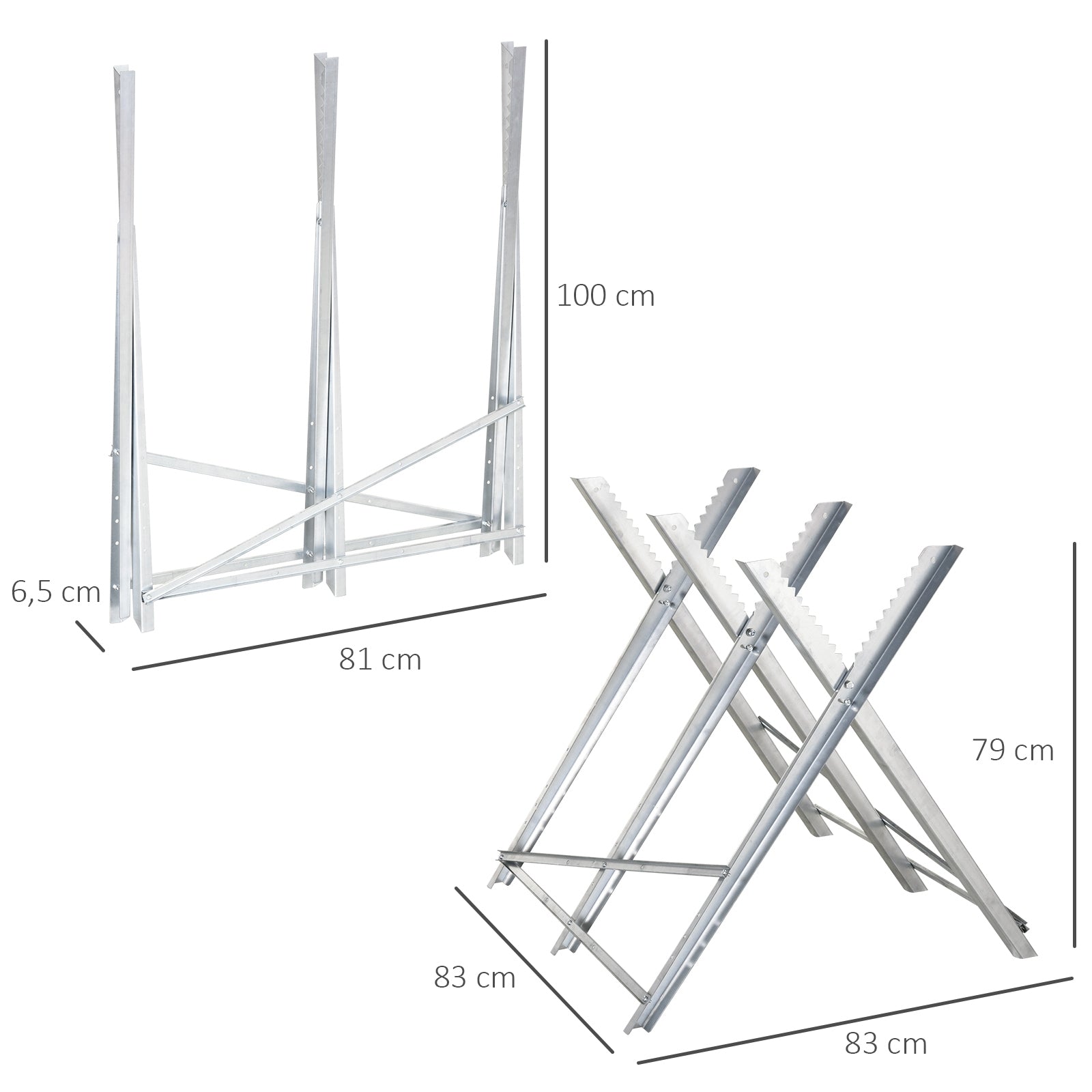 Chainsaw Horse Folding Sawhorse Saw Stand for Firewood Silver Metal 83 x 83 x 79 cm