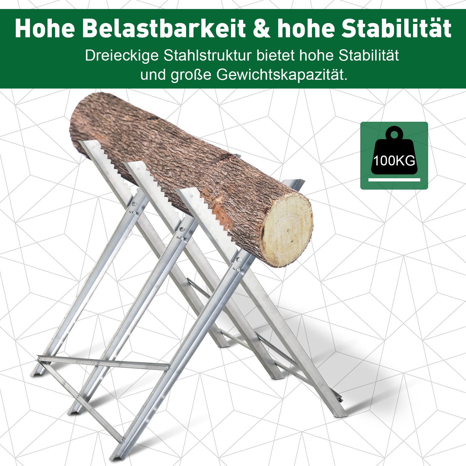 Chainsaw Horse Folding Sawhorse Saw Stand for Firewood Silver Metal 83 x 83 x 79 cm