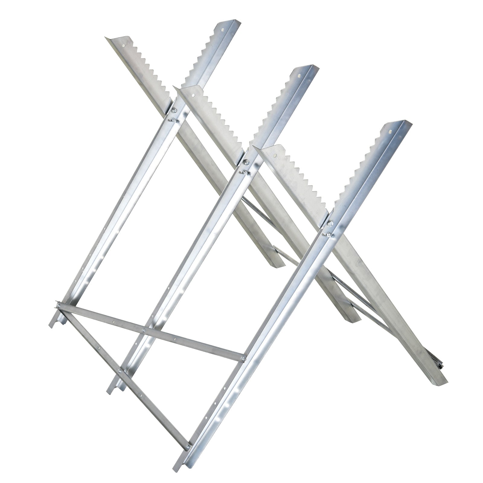 Chainsaw Horse Folding Sawhorse Saw Stand for Firewood Silver Metal 83 x 83 x 79 cm