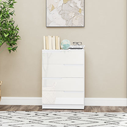 4-Drawer Dresser Modern Bedroom Dresser with Anti-tip Drawer Chest for Living Room Hallway 60x40x85 cm White