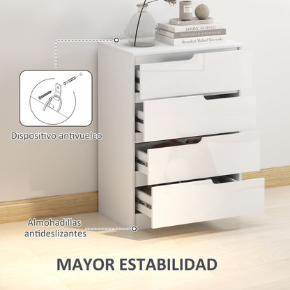 4-Drawer Dresser Modern Bedroom Dresser with Anti-tip Drawer Chest for Living Room Hallway 60x40x85 cm White