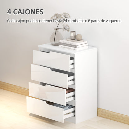 4-Drawer Dresser Modern Bedroom Dresser with Anti-tip Drawer Chest for Living Room Hallway 60x40x85 cm White