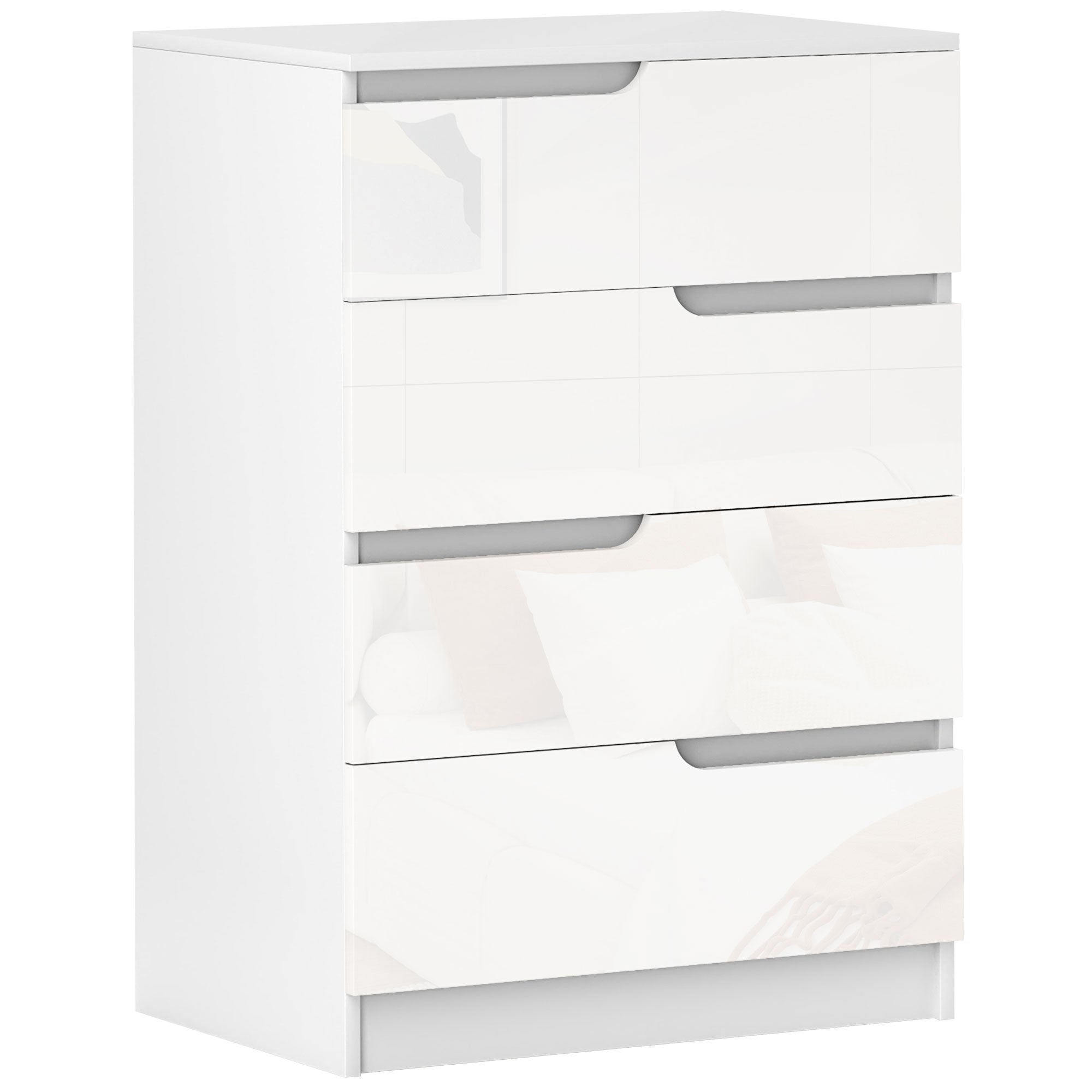 4-Drawer Dresser Modern Bedroom Dresser with Anti-tip Drawer Chest for Living Room Hallway 60x40x85 cm White