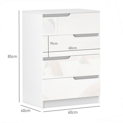 4-Drawer Dresser Modern Bedroom Dresser with Anti-tip Drawer Chest for Living Room Hallway 60x40x85 cm White